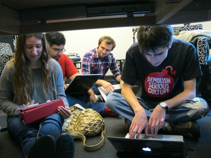 A typical Reality Ends Here dev meeting. 